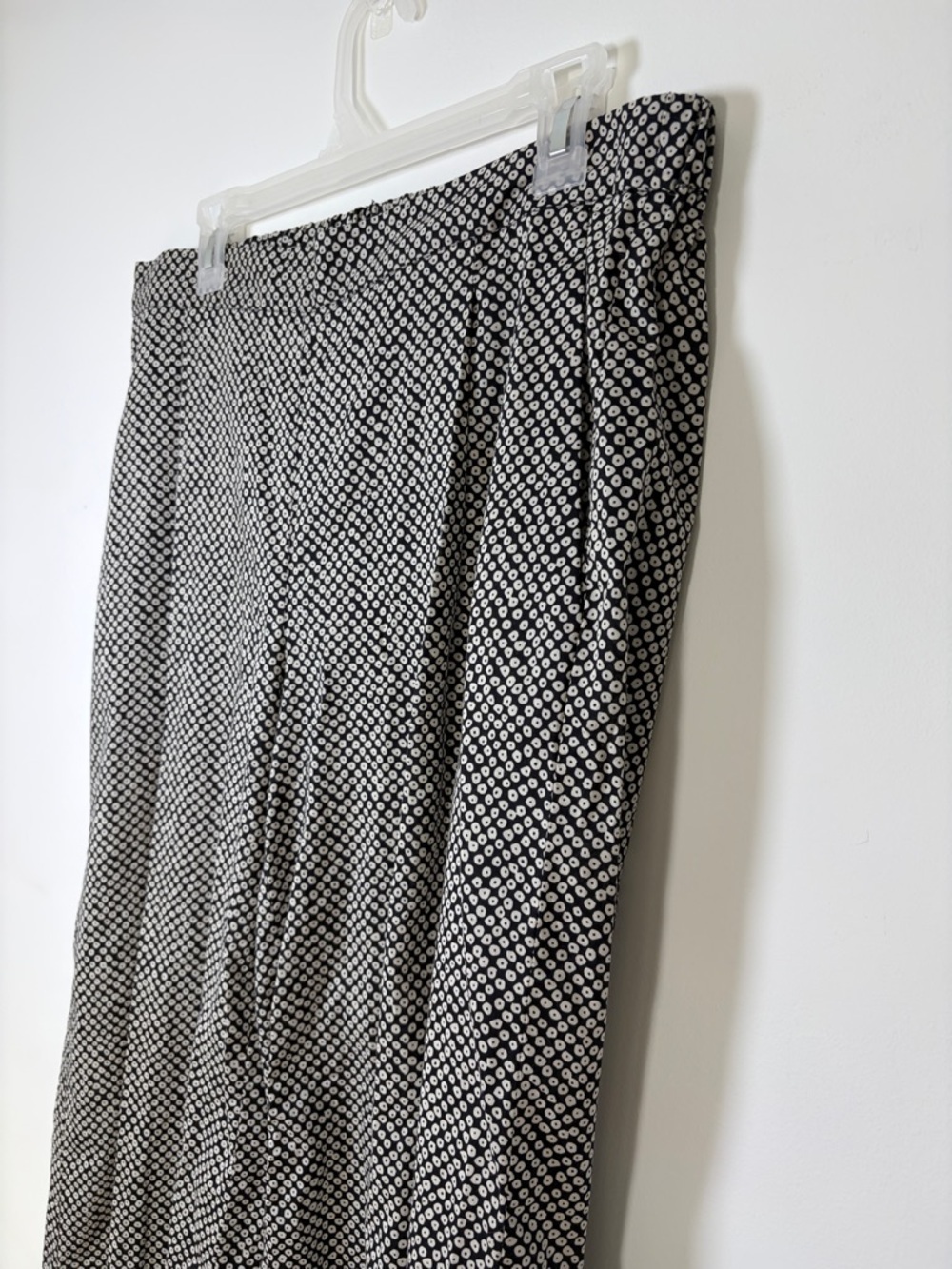 Eileen Fisher Bandhini Dot Wide Leg Black & White Organic Cotton Pants - L - Picture 2 of 11